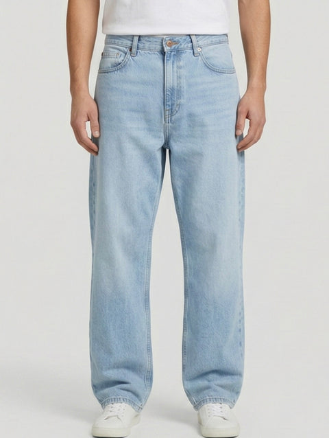 Classic Baggy Denim Jeans – Light Sky Wash