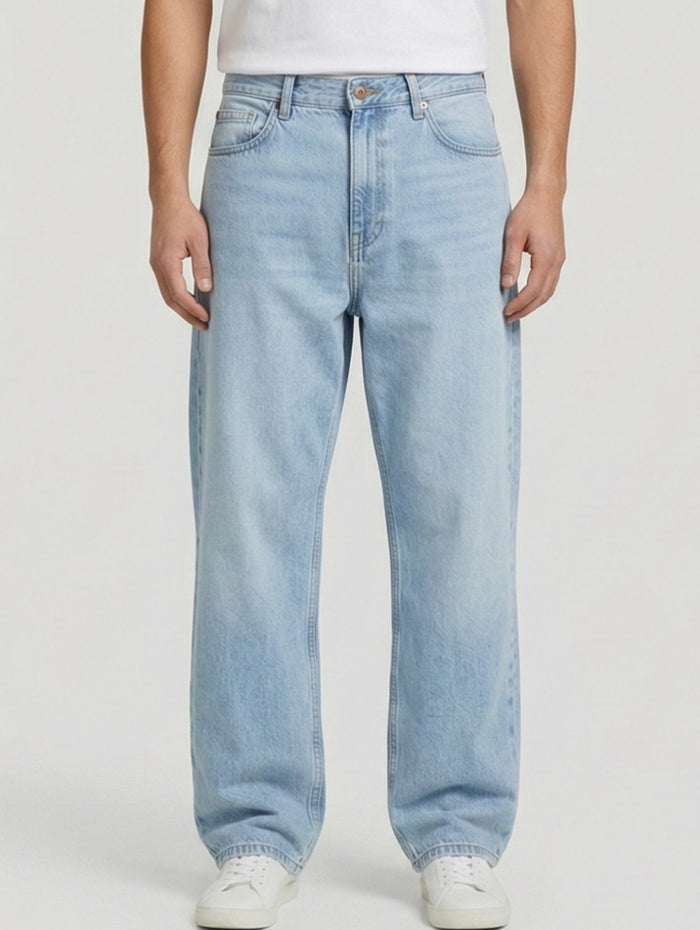 Classic Baggy Denim Jeans – Light Sky Wash
