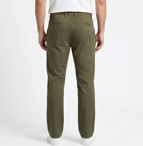 Slim Fit Cotton Chinos – Moss Olive