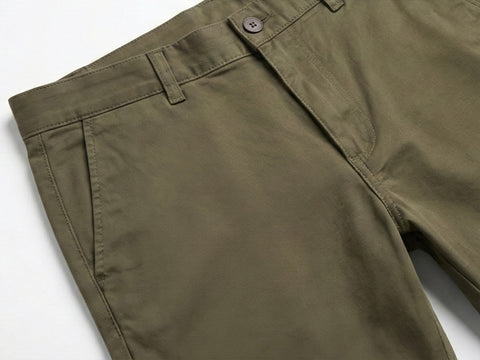 Slim Fit Cotton Chinos – Moss Olive