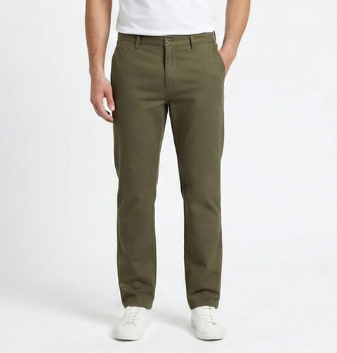 Slim Fit Cotton Chinos – Moss Olive