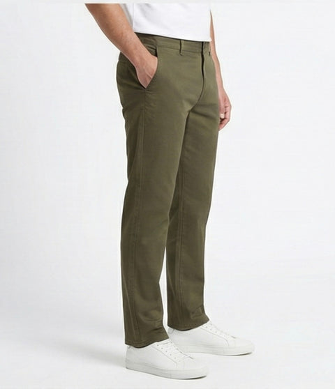 Slim Fit Cotton Chinos – Moss Olive